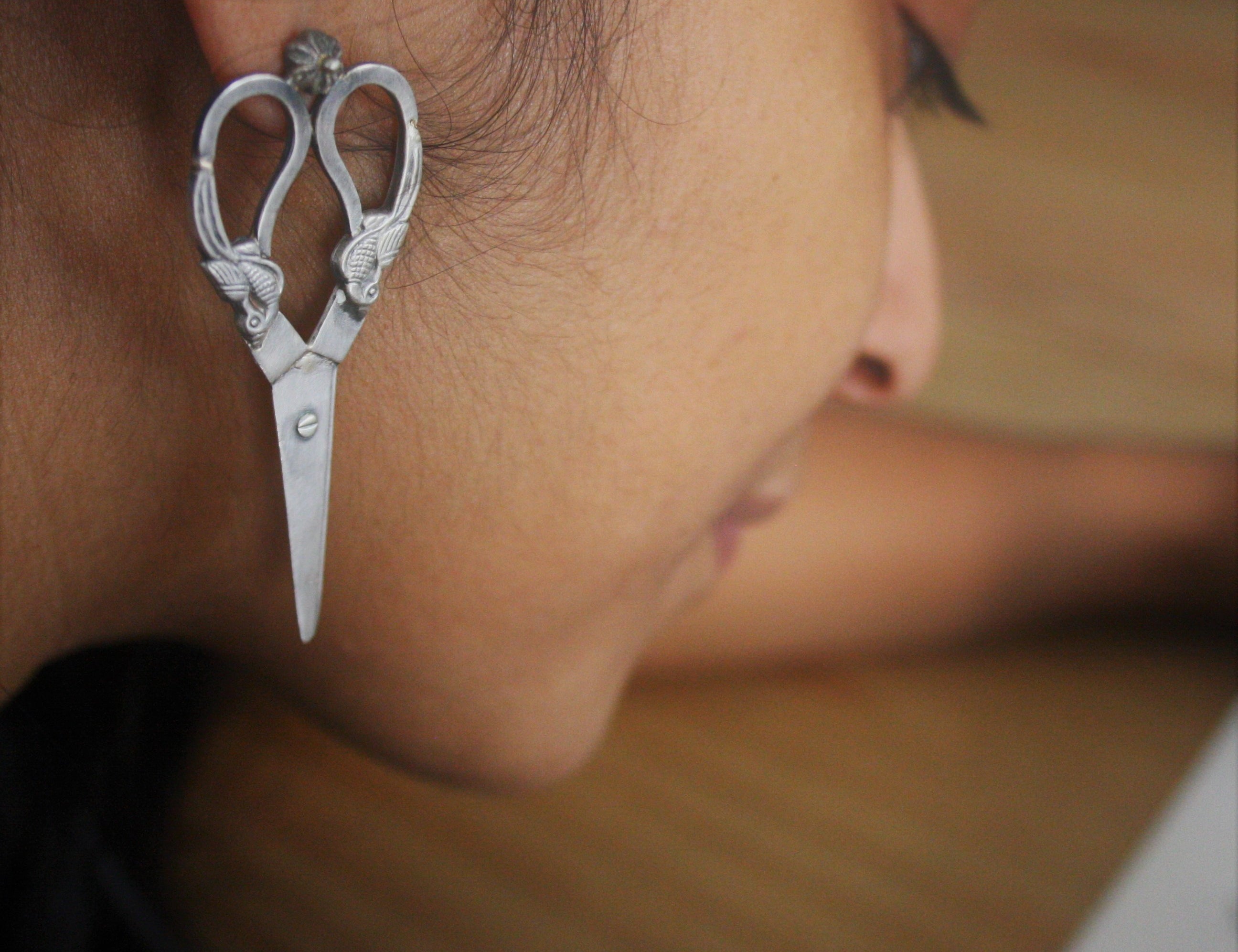 Buy Handcrafted Silver Earrings Online - Scissor Earrings by Quirksmith