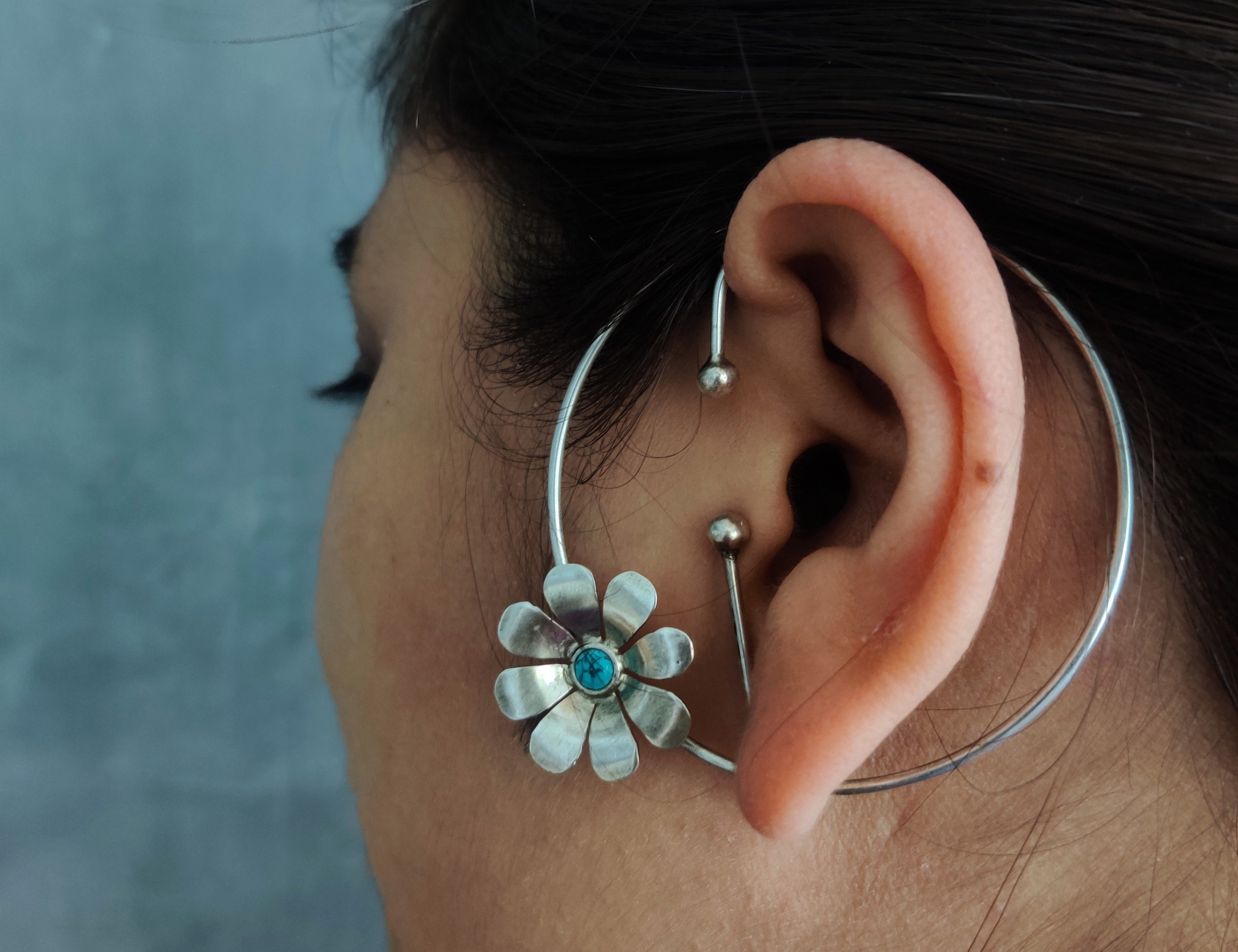 Buy unique Silver Ear Cuffs Online - Daisy Hoola Hoop by Quirksmith