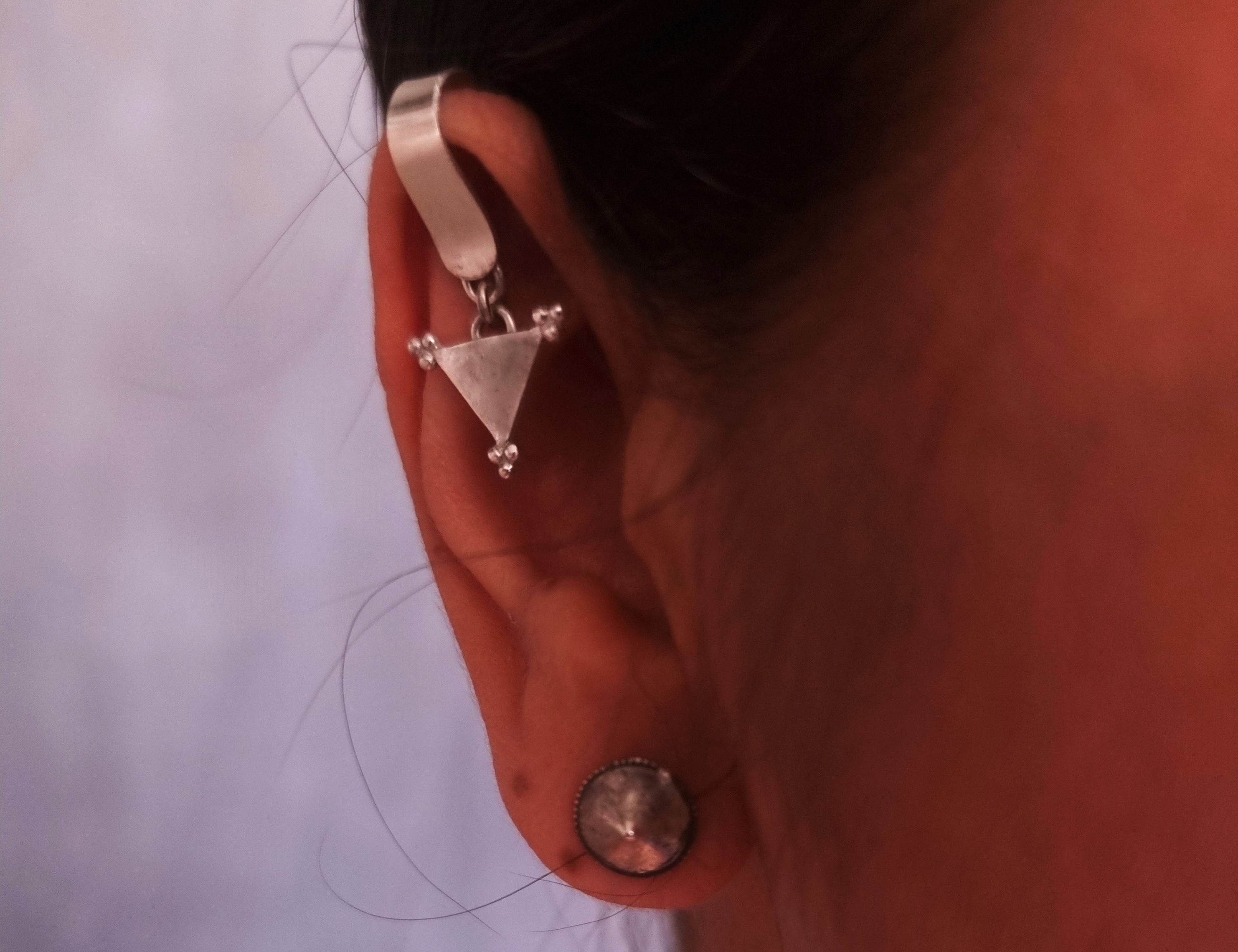 Buy Silver Earclip Online In India - Tribal Trikone Earclip - Quirksmith 