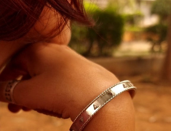 latest silver bangles designs online - Aztec Bangle by Quirksmith