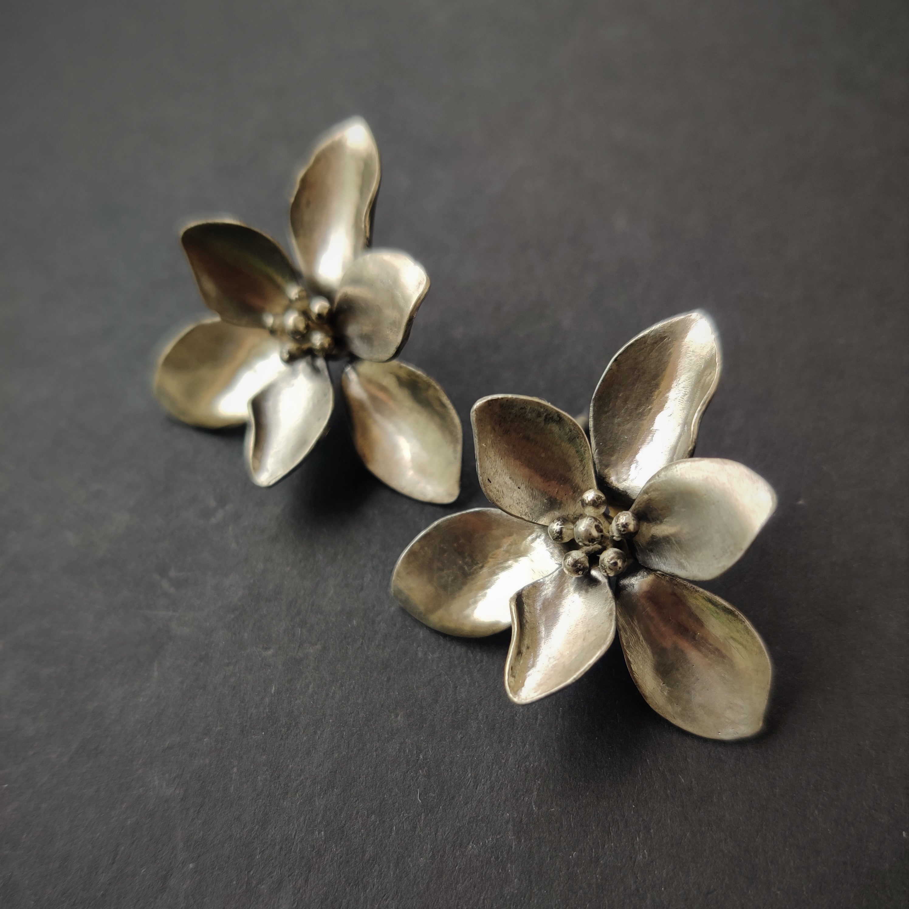 Flower Design Stud Earrings - South India Jewels - Earrings