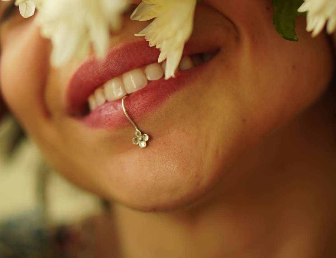 Shop for silver Lip clip - Tiny Flower Lip Clip - Quirksmith