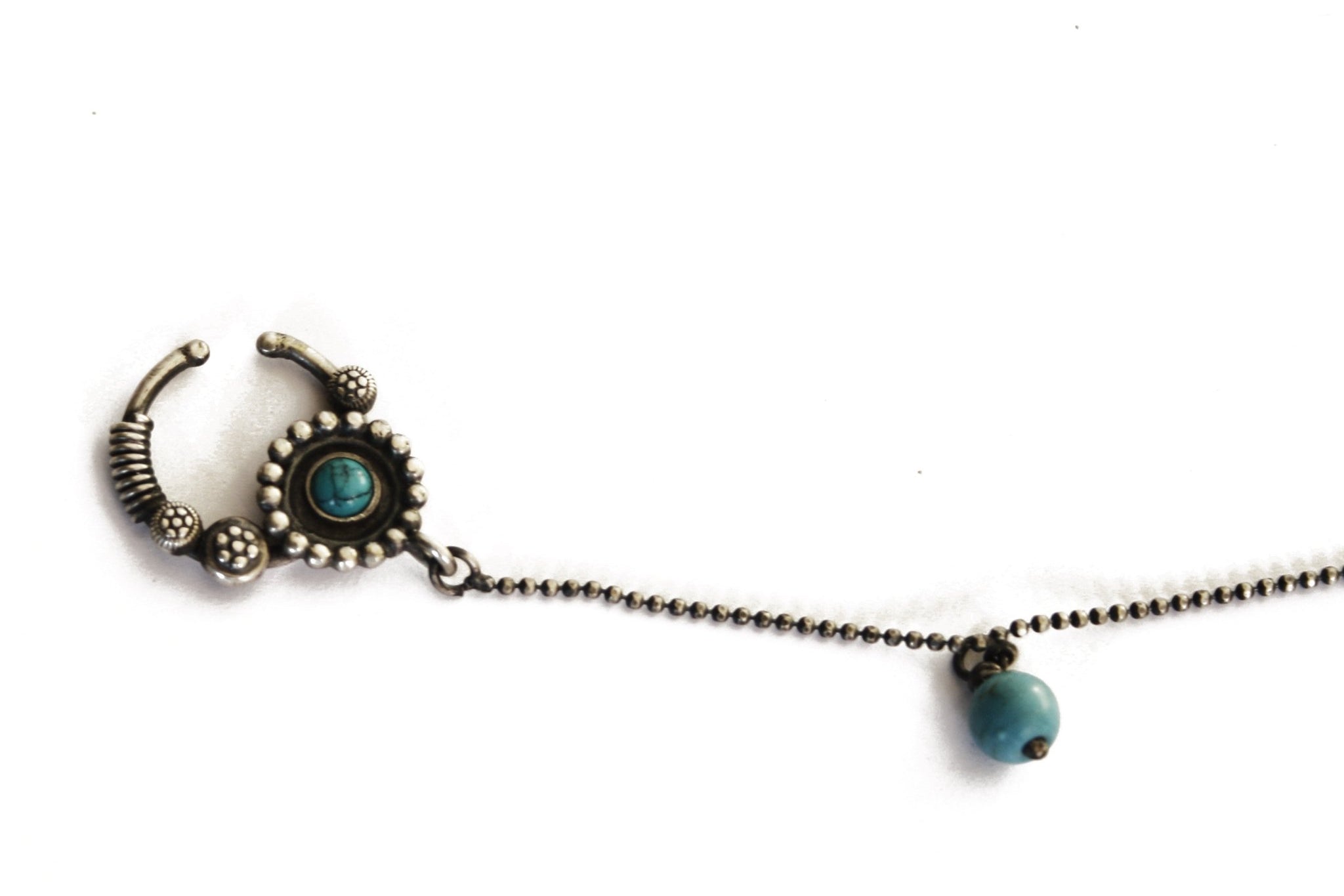 Turquoise Wheel Nath - Clipon - Quirksmith