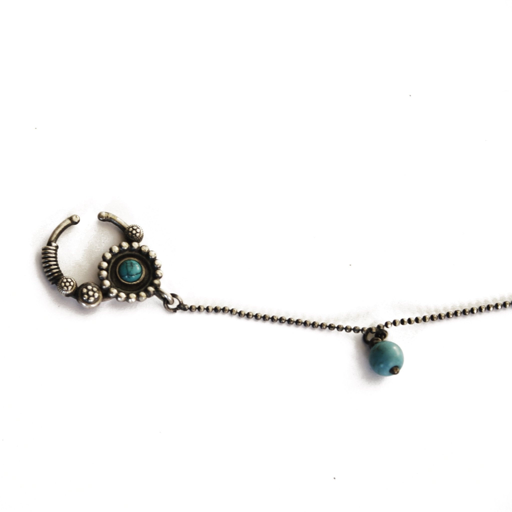 Turquoise Wheel Nath - Clipon - Quirksmith