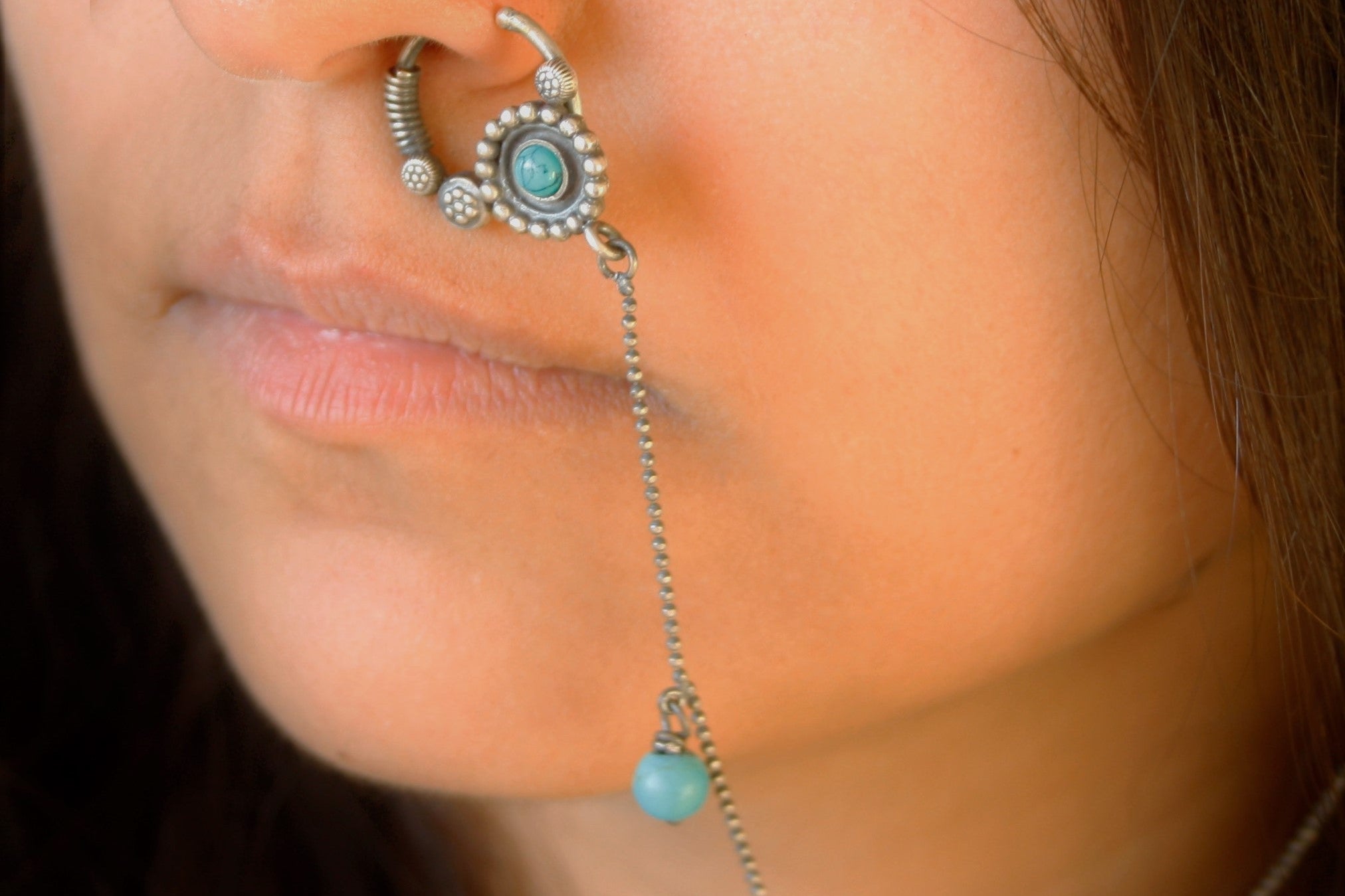 Turquoise Wheel Nath - Wire - Quirksmith