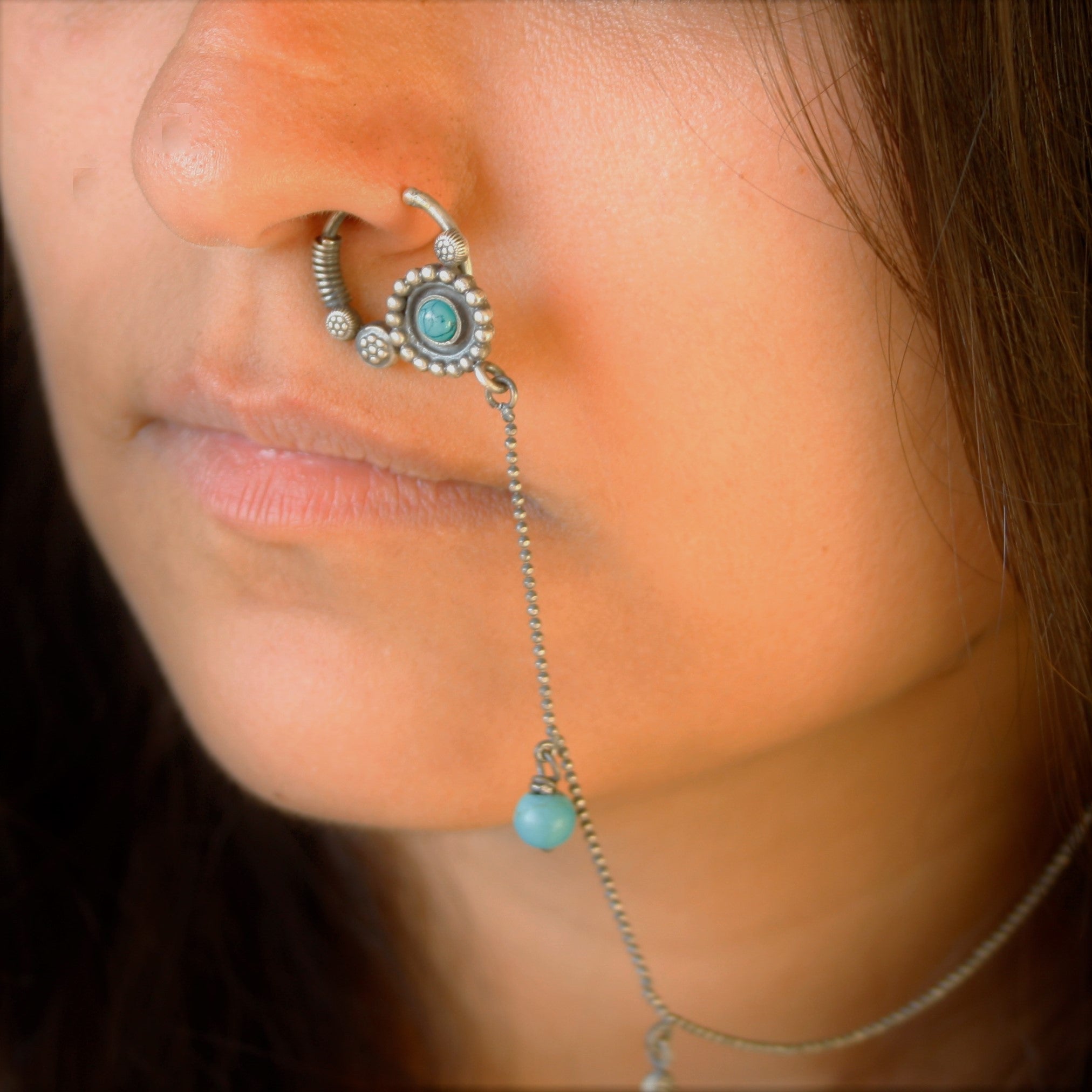 Turquoise Wheel Nath - Wire - Quirksmith