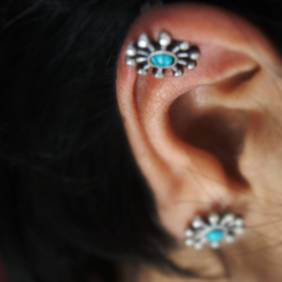 Buy Trendy Silver Studs Online in India - Turquoise Studs - Quirksmith